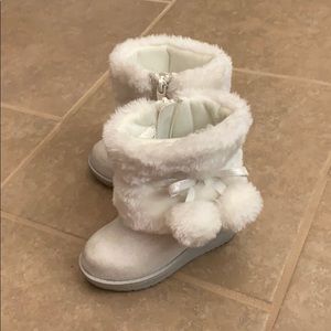 Cute white toddler girl boots
